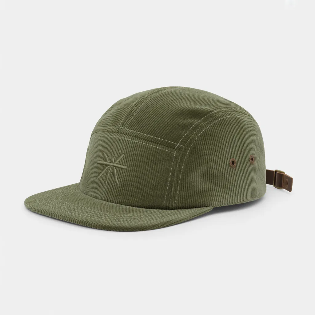 Corduroy five panel cap mockup