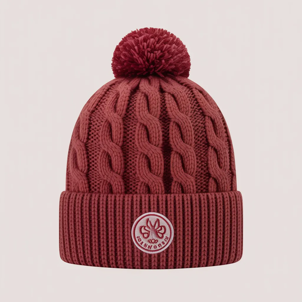 Knit pom pom beanie mockup