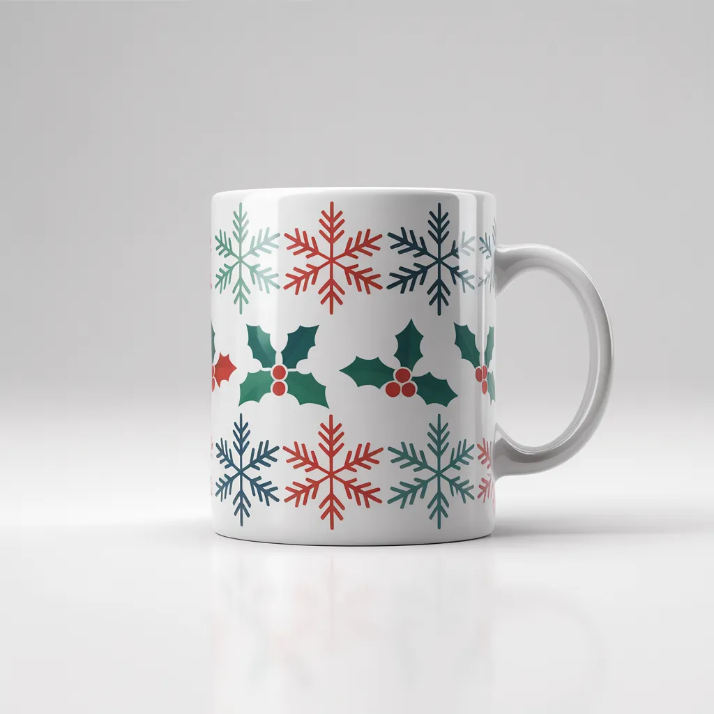 Holiday themed mug mockup