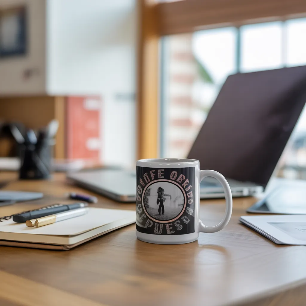 Workspace desk scene mug mockup