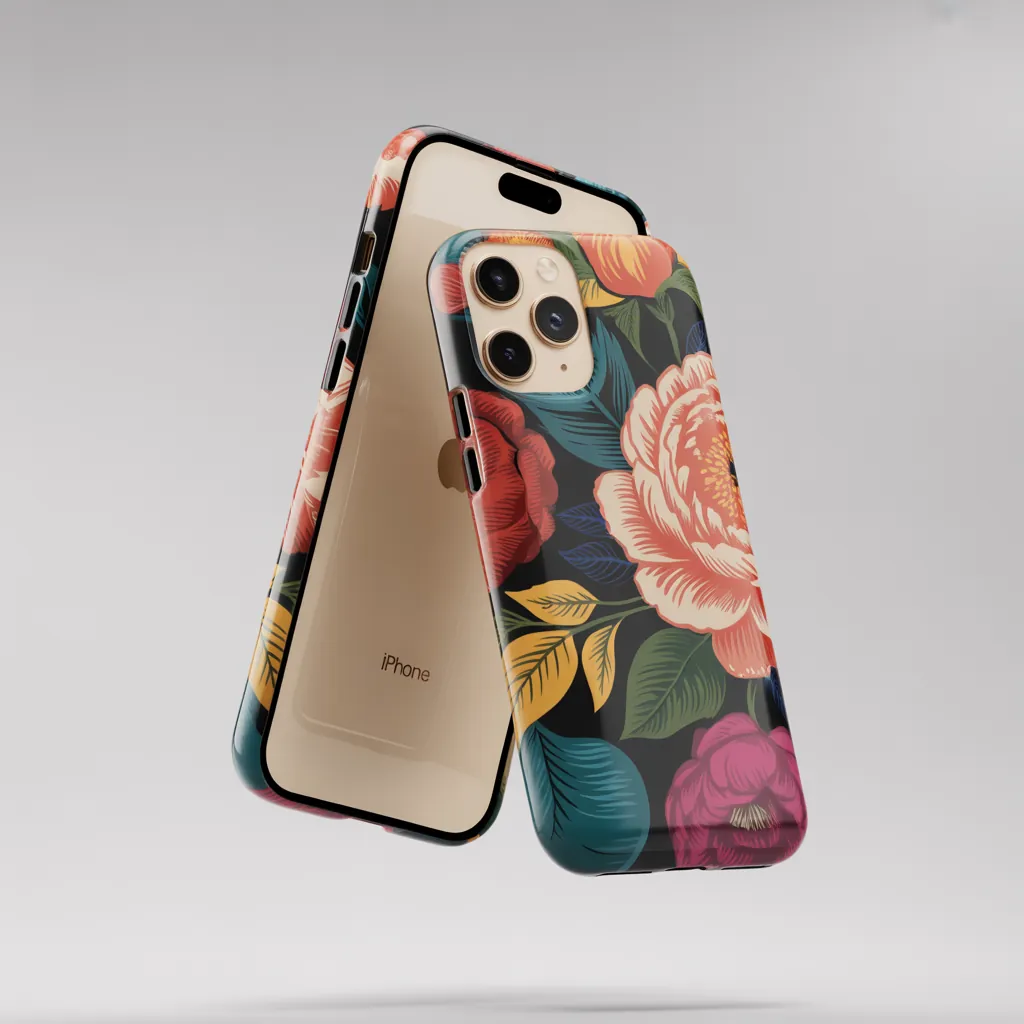 Floral design phone case mockup