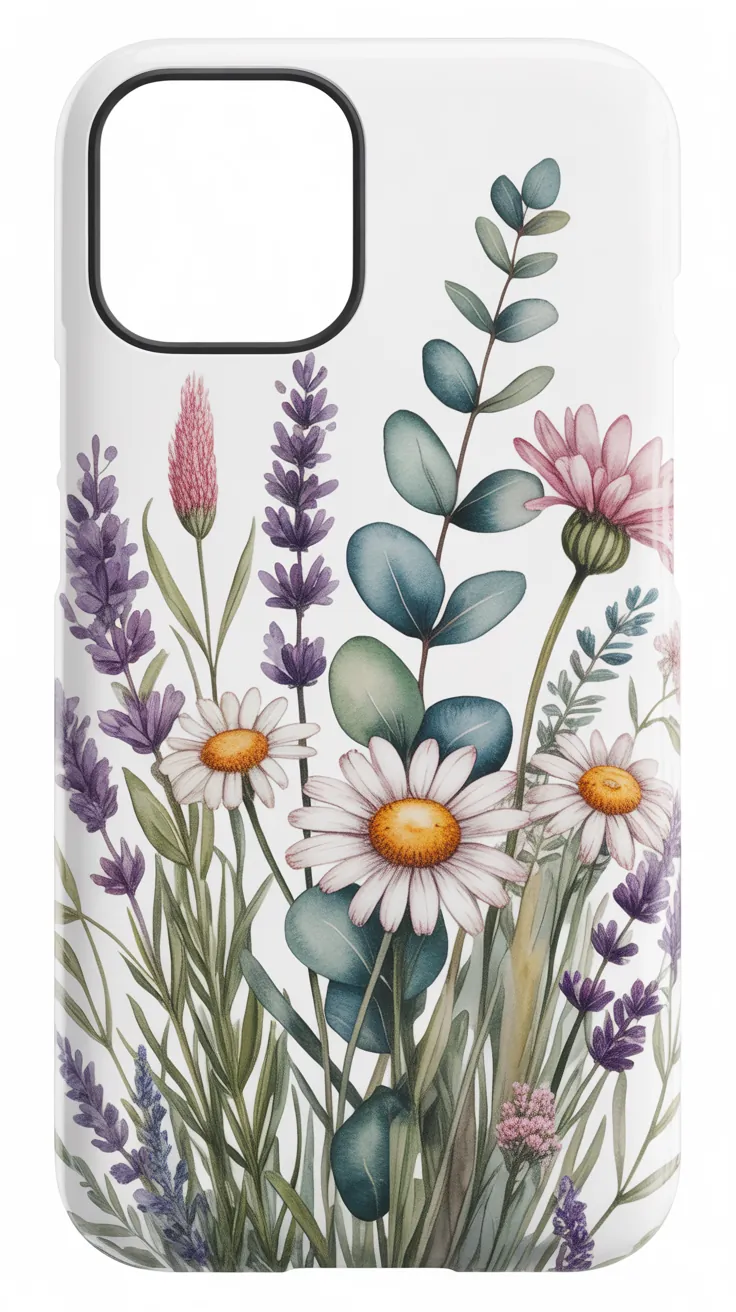 Watercolor botanical phone cover design