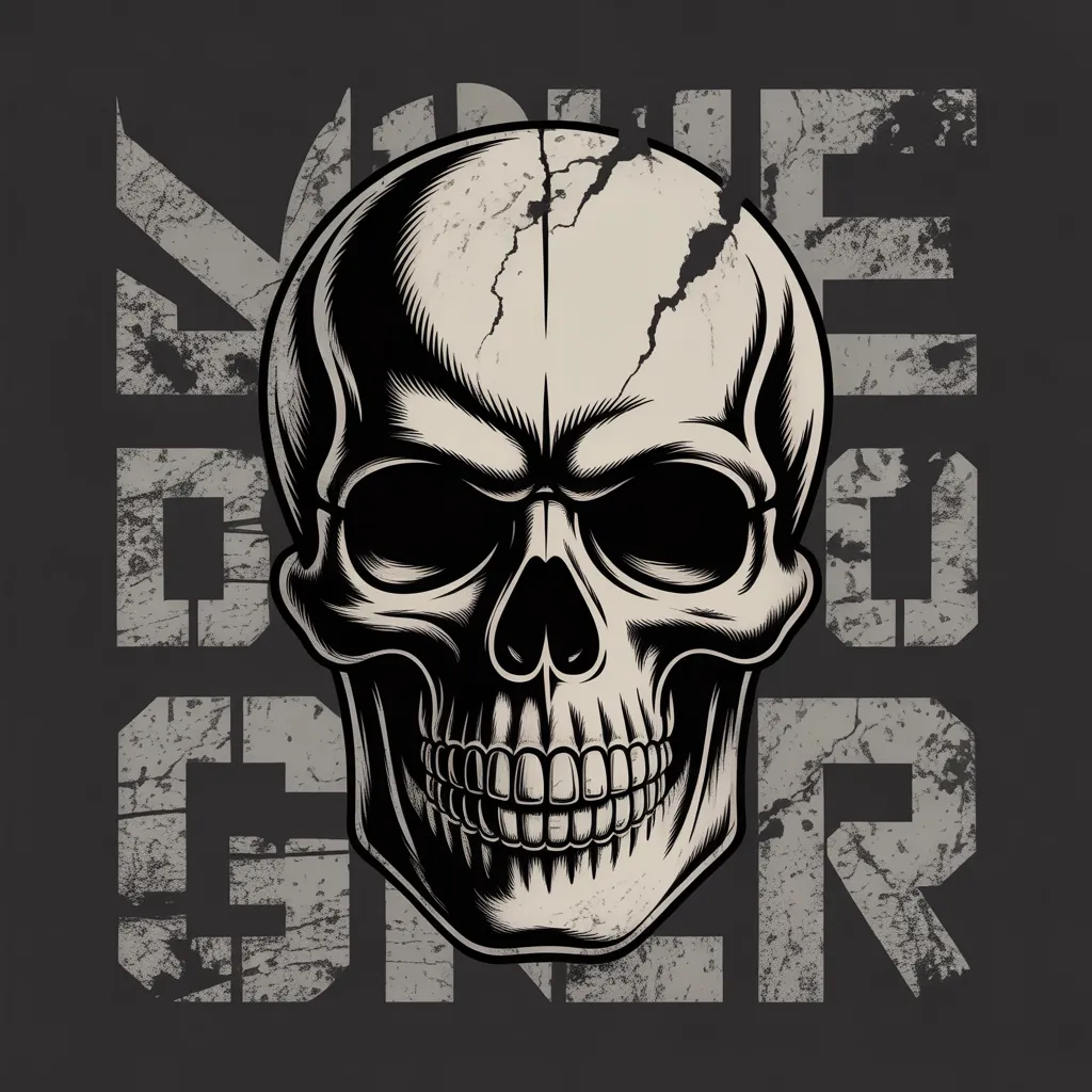 Grunge distressed t-shirt design with skull graphic