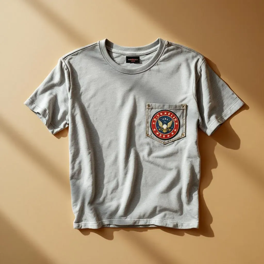 Vintage pocket t-shirt mockup